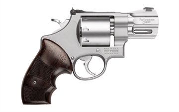 Picture of Smith & Wesson Model 627, Performance Center, Double/Single Action, Metal Frame Revolver, N-Frame, 357 Magnum, 2.63" Barrel, Stainless Steel, Matte Finish, Silver, Wood Grips, Adjustable Sights, 8 Rounds 170133 022188701333