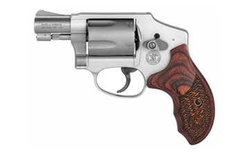 Picture of Smith & Wesson Model 642, Performance Center, Double Action Only, Metal Frame Revolver, J-Frame, 38 Special+P, 1.88" Barrel, Aluminum Alloy, Matte Finish, Silver, Wood Grips, Fixed Sights, 5 Rounds 170348