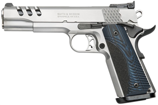 Picture of S&W PC Model 1911 Handgun .45 ACP 9rd Magazine 5" Stainless Barrel Blue Grip - USED 170343U