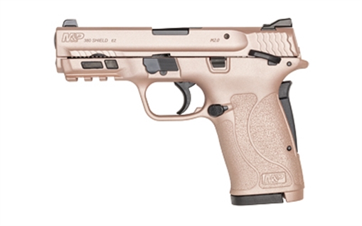 Picture of Smith & Wesson M&P 380 SHIELD EZ M2.0, Single Action Only Internal Hammer Fired, Semi-automatic Pistol, Polymer Frame Pistol, Micro-Compact, 380ACP, 3.675" Barrel, Cerakote Finish, Rose Gold, 3-Dot Sights, Manual Thumb Safety, 8 Rounds, 2 Magazines 14024