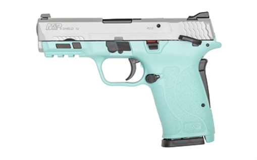 Picture of Smith & Wesson M&P9 SHIELD EZ M2.0, Single Action Only Internal Hammer Fired, Semi-automatic, Polymer Frame Pistol, Micro-Compact, 9MM, 3.68" Barrel, Cerakote Finish, Silver Frame, Robins Egg Blue Frame, 3-Dot Sights, Manual Thumb Safety, 8 Rounds, 2 Magazines 14021