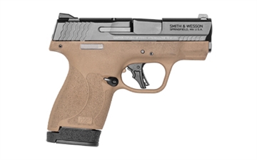 Picture of Smith & Wesson M&P9, Shield Plus, Striker Fired, Semi-automatic, Polymer Frame Pistol, Micro-Compact, 9MM, 3.1" Barrel, Armornite Finish, Flat Dark Earth Frame, Black Slide, White Dot Sights, No Thumb Safety, Flat Face Trigger, 2 Magazines, (1) 10-Round and (1) 13-Round 13633