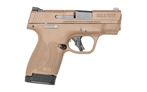 Picture of Smith & Wesson M&P9, Shield Plus, Striker Fired, Semi-automatic, Polymer Frame Pistol, Micro-Compact, 9MM, 3.1" Barrel, Armornite Finish, Flat Dark Earth, White Dot Sights, No Thumb Safety, Flat Face Trigger, 2 Magazines, (1) 10-Round and (1) 13-Round 13634