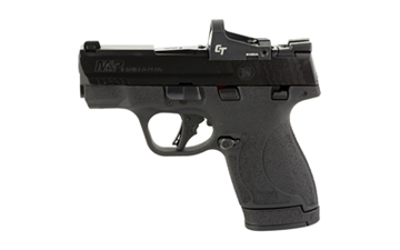 Picture of Smith & Wesson Shield Plus, M&P9, Semi-automatic, Striker Fired, Micro Compact, 9MM, 3.1", Black, 13 Rounds, 2 Magazines, Optics Ready, Thumb Safety, Night Sights, Polymer, Armornite, Includes Crimson Trace Red Dot 13951