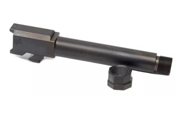 Picture of Agency Arms Syndicate Barrel, 9MM, DLC Finish, Black, Threaded1/2x28, Thread Protector with Matching Finish, Fits Glock 19 Gen 1-4 SYN19TDLC