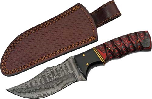Picture of SZCO RITE EDGE 4" BUFFALO HORN /TWISTED WOOD DAMASCUS W/SHTH DM1288
