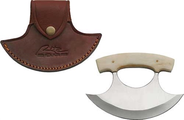 Picture of SZCO RITE EDGE 6" BONE HANDLE ULU W/LEATHER SHEATH DH8011BO