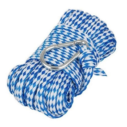 Picture of T. H. MARINE "ANCHOR LINE 1/4"X50' HOLLOW BRAIDD POLY BIG SAFETY HOOK BE-CO-53636-DP