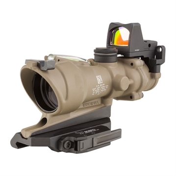 Picture of Trijicon ACOG ECOS, 4X32mm Dual Illuminated Green Crosshair 5.56 Reticle, Backup Iron Sights, Quick Release Mount, LED 3.25 MOA Red Dot RMR Type 2, Cerakote Flat Dark Earth Finish TA31-D-100554