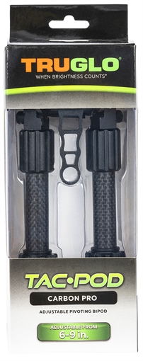 Picture of TRUGLO Tac-Pod Carbon Pro Bi-Pod, Carbon Fiber and Aluminum Construction W/ Rubber Feet, Pivoting Base and Rotating Design Allows for Ease Shooting Angle Adjustment, 6-9 Inch Leg Length, Picatinny Rail Mount TG-TG8903S TGTG8903S