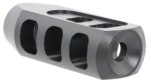 Picture of TacFire Tanker Muzzle Brake Black Oxide Steel with 5/8"-24 tpi Threads 2.76" OAL 1.37" Diameter for 308 Win MZ10093BN