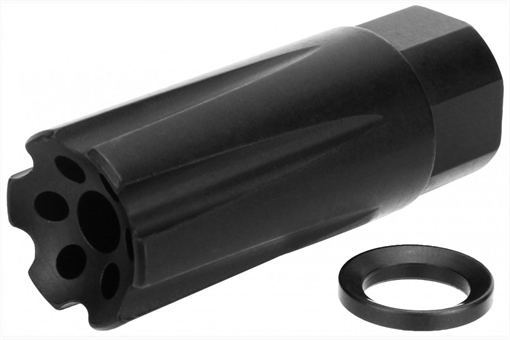 Picture of TacFire Linear Compensator Black Nitride Steel with 1/2"-28 tpi Threads, 2.26" OAL & 0.87" Diameter for 5.56x45mm NATO AR-15 MZ1020
