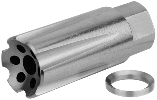 Picture of TacFire Linear Compensator Stainless Steel with 1/2"-36 tpi Threads, 2.05" OAL & 0.87" Diameter for 9mm Luger AR-Platform MZ10209MMSS