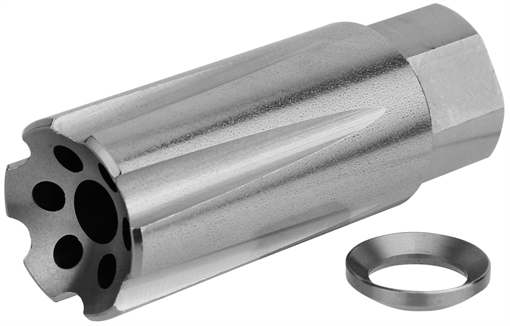 Picture of TacFire Linear Compensator Stainless Steel with 1/2"-28 tpi Threads, 2.05" OAL & 0.87" Diameter for 5.56x45mm NATO AR-15 MZ1020SS