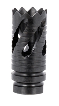 Picture of TacFire Thread Crown Muzzle Brake Black Oxide Steel with 1/2"-36 tpi Threads, 2.05" OAL & 0.87" Diameter for 9mm Luger AR-Platform MZ10219MM