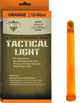 Picture of TACSHIELD SHIELD TACTICAL LIGHT STICK 12 HOUR 6" ORANGE 10PK 03086O