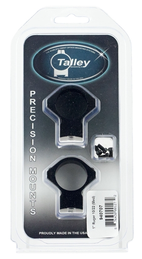 Picture of Talley Scope Mount/Ring Combo Black Anodized 1" Tube Ruger 10/22 Medium Rings 940707