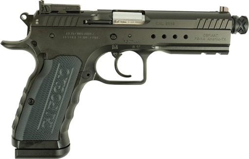 Picture of Tanfoglio  Defiant Tactical Pro 9mm Luger 20+1 4.50" Stainless Threaded Barrel, Black Steel Optic Ready/Ported/Serrated Slide, Black Steel Frame w/Beavertail & Picatinny Rail, Black Polymer Grip TFTACPRO9BK