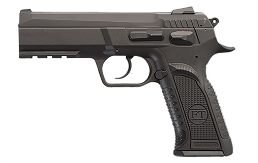 Picture of Tanfoglio IFG Defiant Force Plus 40 S&W Caliber with 4.40" Barrel, 12+1 Capacity, Overall Black Finish, Picatinny Rail/Beavertail Short Frame, Serrated Steel Slide & Polymer Grip TFFORCEP40
