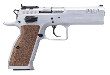Picture of Tanfoglio IFG Stock II Competition 40 S&W 12+1/16+1, 4.44" Stainless Polygonal Rifled Barrel, Stainless Ported/Serrated Slide, Stainless Steel Frame, Brown Polymer Grip TFSTOCK240