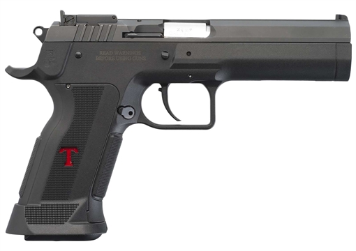 Picture of Tanfoglio IFG Stock III Full Size 9mm Luger 16+1, 4.44" Black Polygonal Rifled Barrel, Black Serrated Slide, Black Polymer Frame w/Beavertail, Black Polymer Grip TFSTOCK3P9