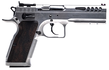 Picture of Tanfoglio Stock Master, Semi-automatic, DA/SA, Steel Frame Pistol, 9MM, 4.75" Barrel, Hard Chrome Finish, Black Aluminum Grips, Adjustable Sights, Ambidextrous Safety, 17 Rounds TF-STOCKM-9 TFSTOCKM9