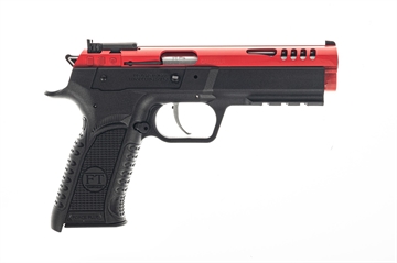 Picture of Tanfoglio Force 22 LR 10+1 4.40" Stainless Steel Barrel, Red Ported Slide, Black Polymer Frame w/Beavertail & Picatinny Rail, Black Textured Grip TFFORCE22