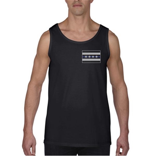 Picture of Thin Blue Line Tank - Chicago Thin Blue Line Flag CHIC-TANK-BLACK-XXXL