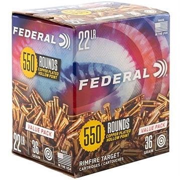 Picture of Federal TARGET 22 LONG RIFLE 36GR COPPER PLATED HOLLOW POINT 550/BOX 795WM