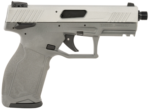 Picture of Taurus 1-TX2214NG TX22 Full Size Frame 22 LR 16+1 4.10" Matte Black Threaded Barrel, Satin Stainless Steel Serrated Slide, Gray Polymer Frame w/Picatinny Rail, Textured Grip 1-TX2214NG 1TX2214NG