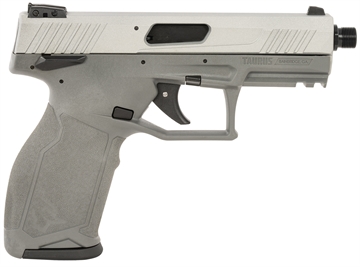 Picture of Taurus 1-TX2214NG TX22 Full Size Frame 22 LR 16+1 4.10" Matte Black Threaded Barrel, Satin Stainless Steel Serrated Slide, Gray Polymer Frame w/Picatinny Rail, Textured Grip 1-TX2214NG 1TX2214NG