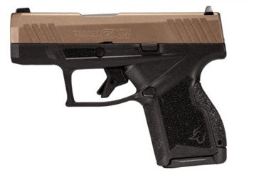 Picture of Taurus USA GX4, Semi-automatic, Striker Fired, Compact, Polymer Frame Pistol, 9MM, 3" Barrel, Brown Frame, Black Slide, Fixed Steel Front Sight, Drift-Adjustable Steel Rear Sight w/ Serrated Ramp, Two Backstrap Options, 11 Rounds, 2 Magazines 1-GX4M931B