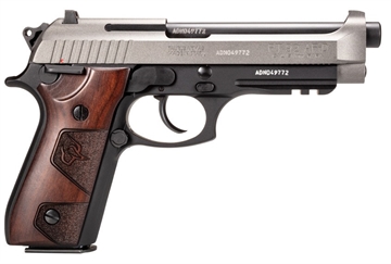 Picture of Taurus PT92 Handgun 9mm Luger 17rd Magazines (2) 5" Barrel Black Silver with Wood Grips 1-92015C1-HW2
