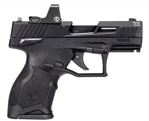 Picture of Taurus 1TX22131RI TX22C w/Optic Compact Frame 22 LR 13+1 SAO 3.60" Matte Black Steel Threaded Barrel, Black Anodized Optic Ready/Serrated Slide, Black Polymer Frame w/Picatinny Rail, Riton Red Dot 1-TX22131-RI