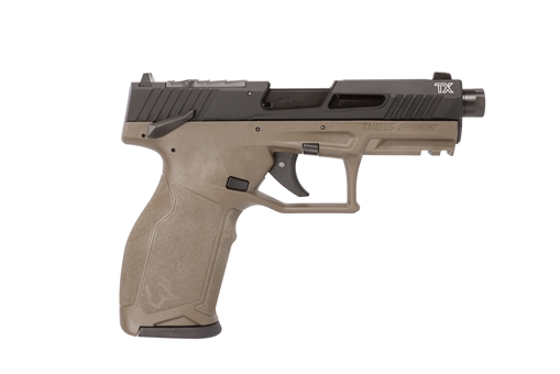 Picture of Taurus TX22 T.O.R.O. 22 LR 10+1 4.60" Matte Black Threaded Barrel, Black Hard Coat Anodized Optic Ready/Serrated Slide, OD Green Polymer Frame w/Picatinny Rail, Textured Grip 1-2TX22P141O-10
