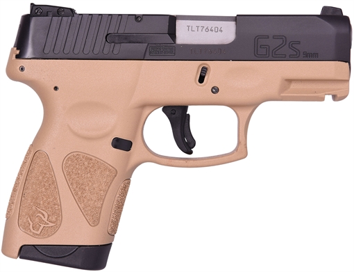 Picture of Taurus G2S Compact Frame 9mm Luger 7+1 3.26" Matte Stainless Steel Barrel, Black Stainless Steel Serrated Slide, Coyote Tan Polymer Frame w/Accessory Rail, Black Polymer Grip 1-G2S931T
