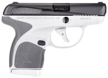 Picture of Taurus 1007031302 Spectrum 380 Automatic Colt Pistol (ACP) Double 2.80" 6+1 & 7+1 White Polymer Frame Gray Synthetic Grip Black Carbon Steel Slide 725327614197