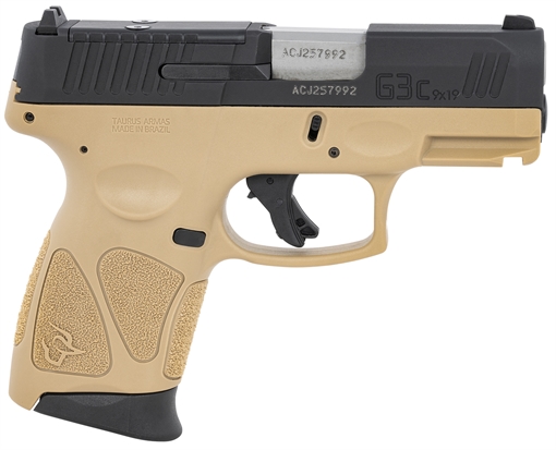 Picture of Taurus 1G3CP931T G3C 9mm Luger Caliber with 3.26" Barrel, 12+1 Capacity, Brown Polymer with Picatinny Rail Frame, Serrated Matte Black Tenifer Steel with T.O.R.O Optic Cut Slide, & Brown Polymer Grip 1-G3CP931T