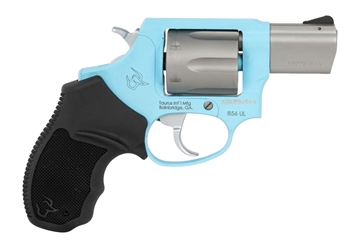 Picture of Taurus 2-85629ULC24 856 Ultra-Lite Small 38 Special +P 6 Shot 2" Matte Stainless Barrel & Cylinder, Blue Raspberry Cerakote Aluminum Frame, Black Ribber Grip, Transfer Bar, Safety Concealed Hammer