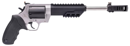 Picture of Taurus USA Raging Hunter, Double/Single Action, Metal Frame Revolver, Large Frame, 460 S&W, 10" Barrel, Stainless Steel, Matte Finish, Black Barrel/Cylinder, Silver Frame, Rubber Grips, Adjustable Rear Sight, 5 Rounds 2-460105RH 2460105RH
