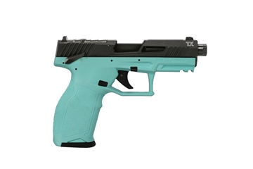 Picture of Taurus TX22 T.O.R.O. 22 LR 22+1 4.60" Matte Black Threaded Barrel, Black Hard Coat Anodized Optic Ready/Serrated Slide, Cyan Polymer Frame w/Picatinny Rail, Textured Grip 1-2TX22P141C