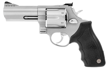 Picture of Taurus USA Model 44, Double Action, Metal Frame Revolver, Large Frame, 44 Magnum, 4" Ported Barrel, Stainless Steel, Matte Stainless Finish, Silver, Rubber Grips, Adjustable Sights, 6 Rounds 2-440049 2440049