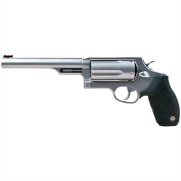 Picture of Taurus 2441069MAG Judge Magnum Compact Frame 45 Colt (Long Colt)/410 Gauge 5rd 6.50" Matte Stainless Steel Barrel, Cylinder & Frame, Black Ribber Grip, Transfer Bar Safety, Exposed Hammer 2-441069MAG
