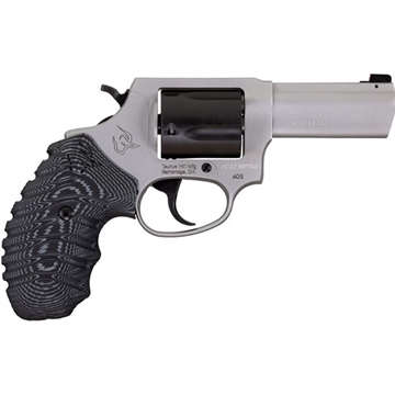 Picture of Taurus USA Defender 605, Double Action/Single Action, Steel Framed Revolver, 357 Magnum, 3" Stainless Steel Barrel, Stainless Steel Finish, Silver, Black/Gray VZ Grips, Front Night Sight, 5 Rounds 2-60535NSVZ 260535NSVZ