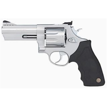 Picture of Taurus USA Model 608, Double Action, Metal Frame Revolver, Large Frame, 357 Magnum, 4" Barrel, Ported, Stainless Steel, Matte Finish, Silver, Rubber Grips, Adjustable Sights, 8 Rounds 2-608049 2608049