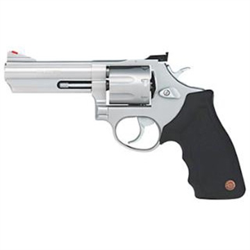 Picture of Taurus USA Model 66, Double Action, Metal Frame Revolver, Medium Frame, 357 Magnum, 4" Barrel, Stainless Steel, Matte Finish, Silver, Rubber Grips, Adjustable Sights, 7 Rounds 2-660049 2660049