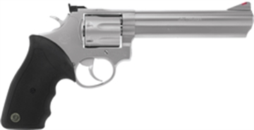 Picture of Taurus USA Model 66, Double Action, Metal Frame Revolver, Large Frame, 357 Magnum, 6" Barrel, Stainless Steel, Matte Finish, Silver, Rubber Grips, Adjustable Sights, 7 Rounds 2-660069 2660069