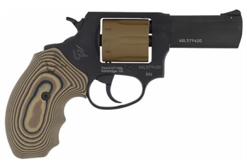 Picture of Taurus USA Model 856 TORO, Single/Double Action, Steel Frame Revolver, 38 Special +P, 3" Barrel, Matte Finish, Black and Tan, VZ G10 Brown and Black Grips, Optic Ready (Not Included), 6 Rounds 2-856P31EVZ19