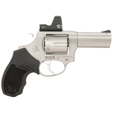 Picture of Taurus 2856P39R 856 w/Red Dot Small Frame 38 Special +P, 6 Shot 3" Matte Stainless Steel Barrel, Cylinder, Matte Optic Ready Frame, Black Rubber Grip, Exposed Hammer, Includes Riton Red Dot 2-856P39-R