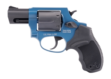 Picture of Taurus USA Model 856, Double Action, Metal Frame Revolver, Small Frame, 38 Special +P, 2" Barrel, Steel, Matte Finish, Sky Blue and Black, Rubber Grips, Fixed Sights, 6 Rounds 2-85621ULC23